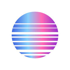 An abstract cut out transparent retro neon circle design element.