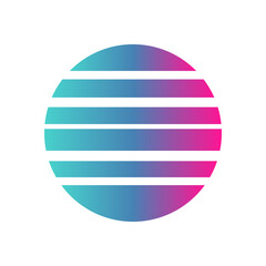 An abstract cut out transparent retro neon circle design element.