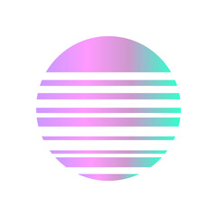 An abstract cut out transparent retro neon circle design element.