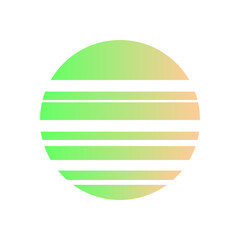 An abstract cut out transparent retro neon circle design element.