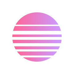 An abstract cut out transparent retro neon circle design element.