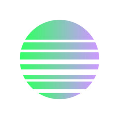 An abstract cut out transparent retro neon circle design element.