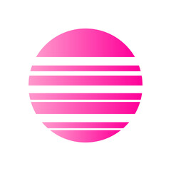 An abstract cut out transparent retro neon circle design element.