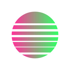 An abstract cut out transparent retro neon circle design element.