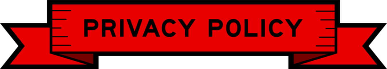 Ribbon label banner with word privacy policy in red color on white background