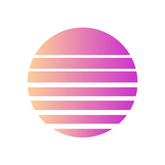 An abstract cut out transparent retro neon circle design element.