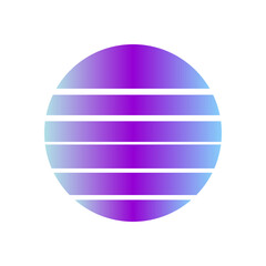 An abstract cut out transparent retro neon circle design element.