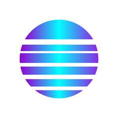 An abstract cut out transparent retro neon circle design element.