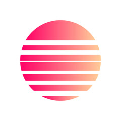 An abstract cut out transparent retro neon circle design element.