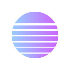 An abstract cut out transparent retro neon circle design element.