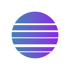 An abstract cut out transparent retro neon circle design element.