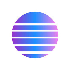 An abstract cut out transparent retro neon circle design element.