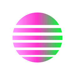 An abstract cut out transparent retro neon circle design element.