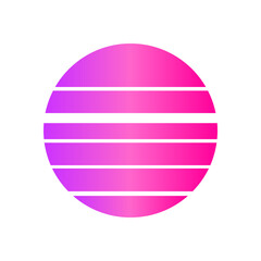 An abstract cut out transparent retro neon circle design element.