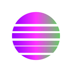 An abstract cut out transparent retro neon circle design element.