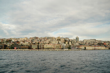Fototapeta na wymiar Galata Beyoglu district view from Istanbul Bosphorus cruise
