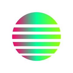 An abstract cut out transparent retro neon circle design element.