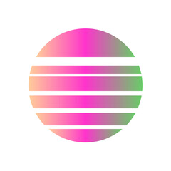 An abstract cut out transparent retro neon circle design element.