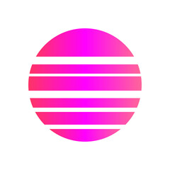 An abstract cut out transparent retro neon circle design element.