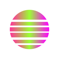 An abstract cut out transparent retro neon circle design element.