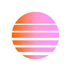 An abstract cut out transparent retro neon circle design element.