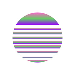 An abstract cut out transparent retro neon circle design element.