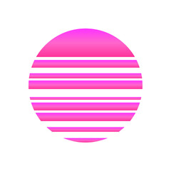 An abstract cut out transparent retro neon circle design element.