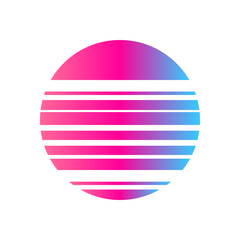 An abstract cut out transparent retro neon circle design element.
