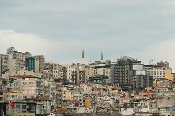 Fototapeta premium Galata Beyoglu district view from Istanbul Bosphorus cruise