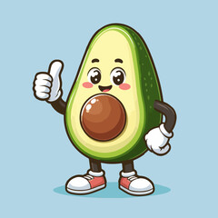 Cute Avocado Mascot Character isolated on a blue background