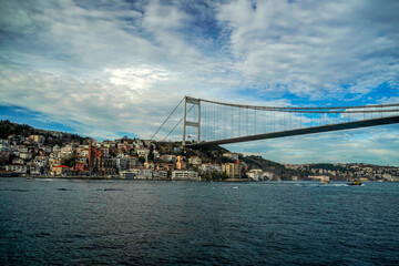 Fatih Sultan Mehmet bridge view from Istanbul Bosphorus cruise