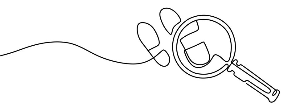 recommend clip art: Magnifying glass in continuous one line drawing. Concept of Business analysis in simple outline style. Used for logo, emblem, web banner, presentation. Doodle 