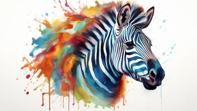 Colorful Zebra on a White Background