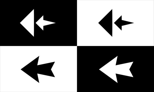  left arow set symbol icon vector.Vector set of arows on white Background.