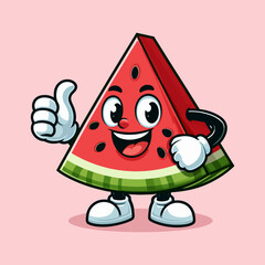Cute Watermelon Mascot Character isolated on a pink background