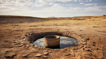 an empty water well, illustrating the dire consequences of water scarcity in the African region