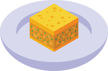 Pesto cheesecake icon isometric vector. Olive cook. Cooking area pot
