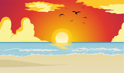 Fototapeta na wymiar sunset in beach