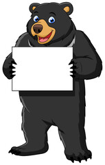 black bear holding banner