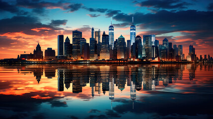 Slats personalizados com paisagens com sua foto city skyline at night