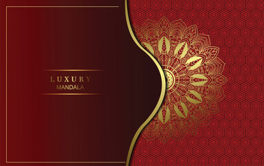 Red luxury background, with gold mandala ornament