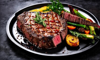 grilled chops with vegetables