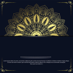 Black luxury background with gold mandala ornament