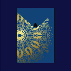Blue background with golden mandala ornament