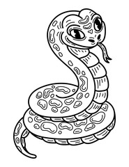 Naklejka premium Cute snake sketch. Hand drawn line art illustration.
