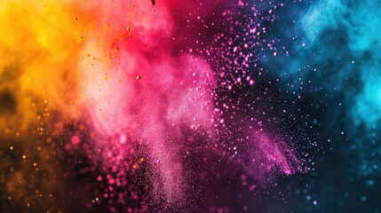 Holi festival banner. Traditional festival of colors in India. Background of Colorful powder explosion . Colorful dust explode. - obrazy, fototapety, plakaty