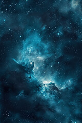 Fototapeta na wymiar Teal Galaxy eamless watercolor. AI generative
