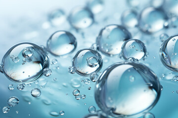macro shot of a blue face serum with bubbles