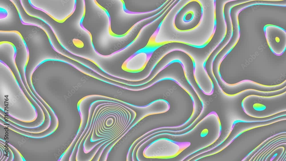 Leinwandbilder distorted neon glowing lines abstract background on gray background. 4k loop
