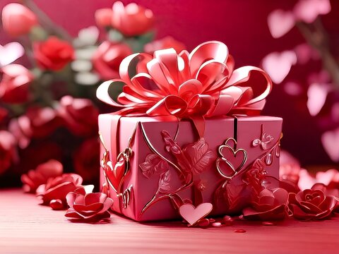 Beautiful Images Of Happy Valentines Day, Gift box. Ai Generated. 